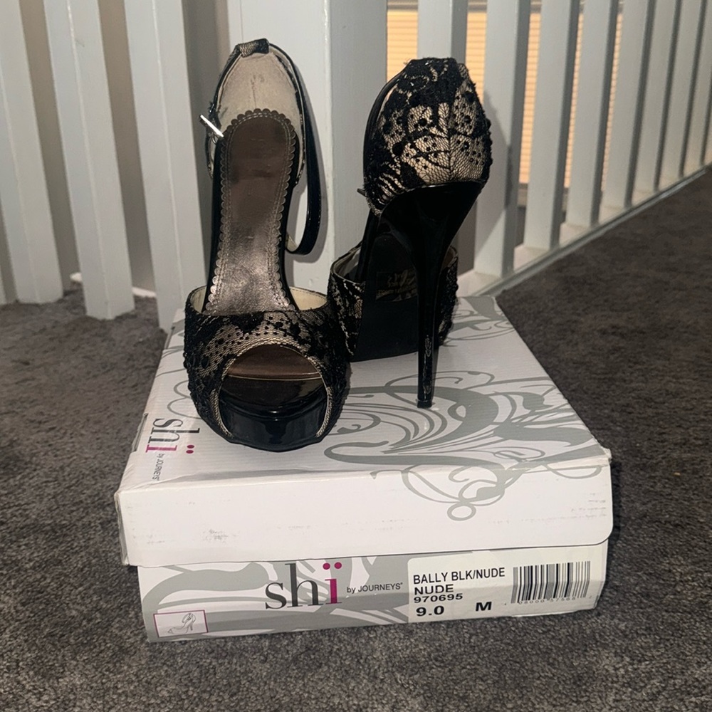 Black lace w/ sequins heels